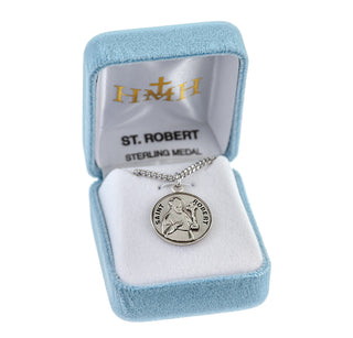Sterling Silver Round Shaped St. Robert Medal
