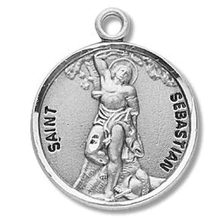 Sterling Silver Round Shaped St. Sebastian Medal - SALE