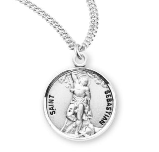 Sterling Silver Round Shaped Saint Sebastian Medal