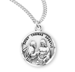 Sterling Silver Round Shaped Saint Thomas Apostle Medal