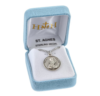 Sterling Silver Round Shaped St. Agnes Medal