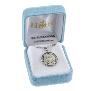 Sterling Silver Round Shaped St. Alexandra Medal