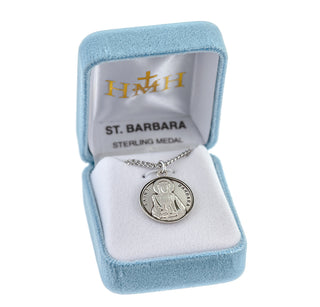Sterling Silver Round Shaped St. Barbara Medal