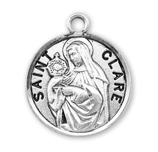 Sterling Silver Round Shaped St. Clare Medal