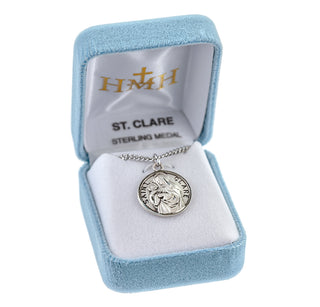 Sterling Silver Round Shaped St. Clare Medal