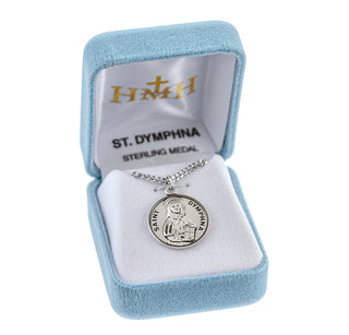 Sterling Silver Round Shaped St. Dymphna Medal