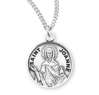 Sterling Silver Round Shaped Saint Joanne Medal