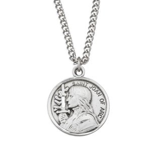 Sterling Silver Round Shaped Saint Joan of Arc Medal