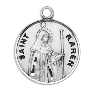 Sterling Silver Round Shaped St. Karen Medal