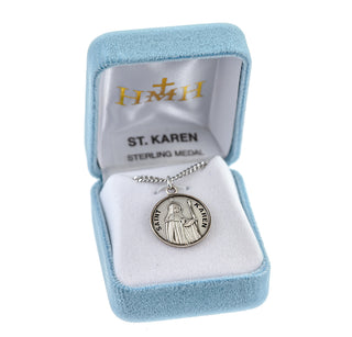Sterling Silver Round Shaped St. Karen Medal