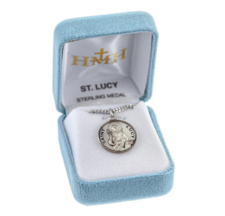 Sterling Silver Round Shaped St. Lucy Medal