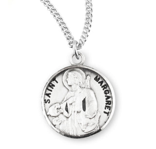 Sterling Silver Round Shaped Saint Margaret Medal