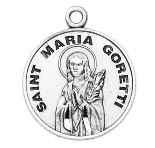 Sterling Silver Round Shaped St. Maria Goretti Medal