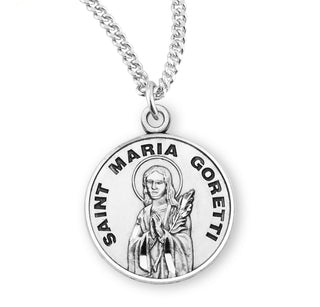 Sterling Silver Round Shaped Saint Maria Goretti Medal