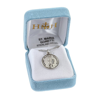 Sterling Silver Round Shaped St. Maria Goretti Medal