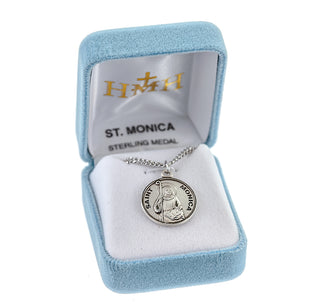 Sterling Silver Round Shaped St. Monica Medal