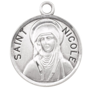 Sterling Silver Round Shaped St. Nicole Medal