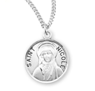 Sterling Silver Round Shaped Saint Nicole Medal