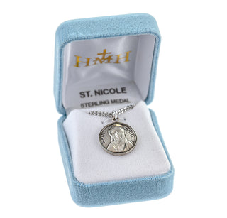 Sterling Silver Round Shaped St. Nicole Medal