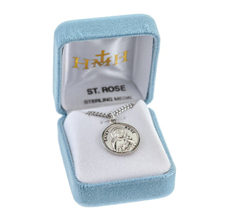 Sterling Silver Round Shaped St. Rose Medal