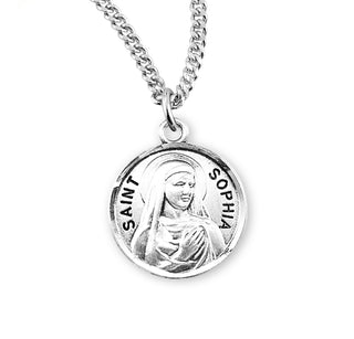 Sterling Silver Round Shaped Saint Sophia Medal