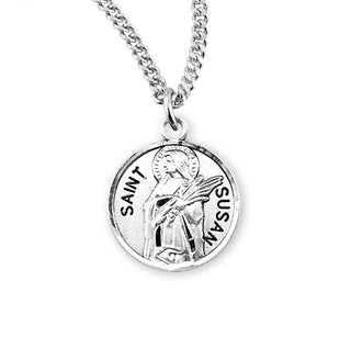 Sterling Silver Round Shaped Saint Susan Medal