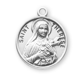 Sterling Silver Round Shaped St. Therese Medal