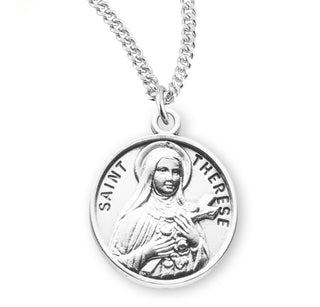 Sterling Silver Round Shaped Saint Therese Medal