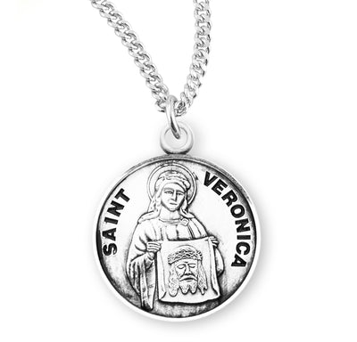 Sterling Silver Round Shaped St. Veronica Medal