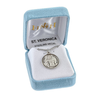 Sterling Silver Round Shaped St. Veronica Medal