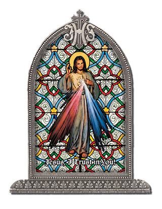 Divine Mercy Silver Arched Framed Liturgical Art