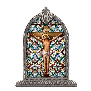 Crucifixion Silver Arch Framed Litergical Art