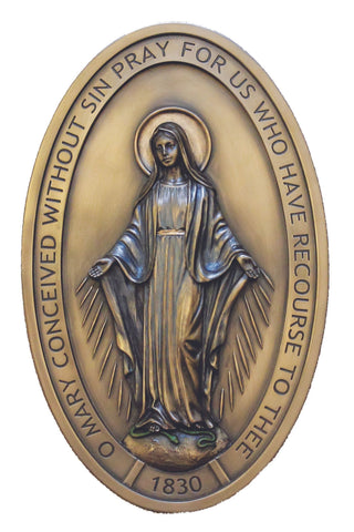 Miraculous Medal Plaque in Cold Cast Bronze 5x8"