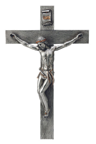 Crucifix in Pewter Style 17"