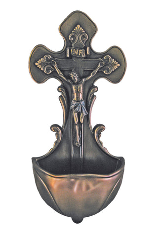 Crucifixion Font in Cold Cast Bronze 7.5"