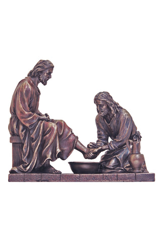 Christ Washing Feet in Cold Cast Bronze 8.5x8"
