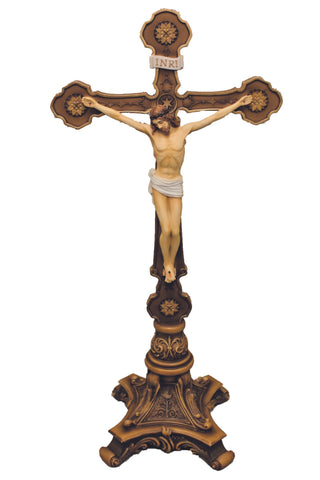 Ornate Standing Crucifix in Color 13"
