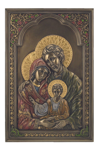 Holy Family Plaque in Cold Cast Bronze 6x9"
