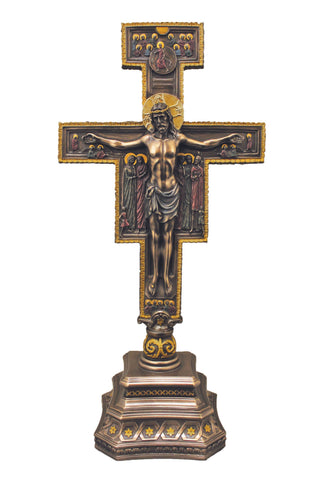 Standing San Damian Crucifix in Cold Cast Bronze 7x14"