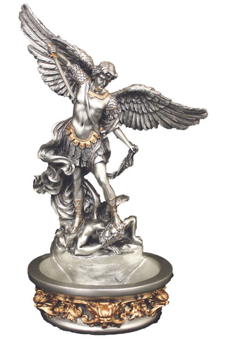 Standing/Hanging Saint Michael Font in Pewter Style 8"