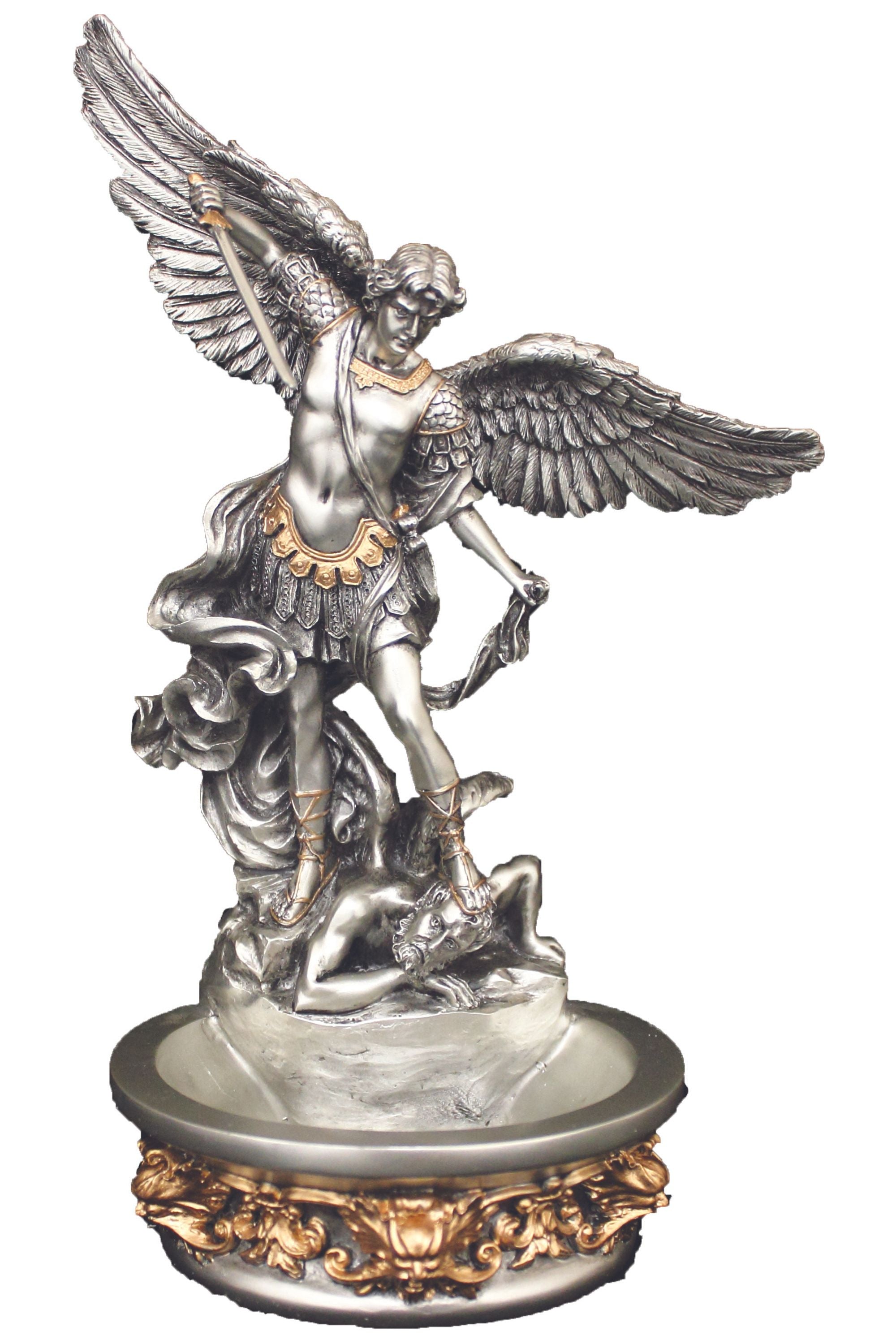 Standing/Hanging St. Michael Font in Pewter Style 8"