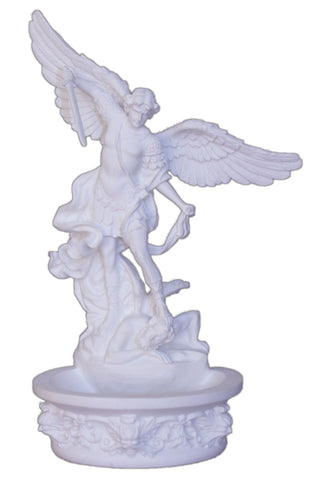 Standing/Hanging Saint Michael font in White 8"