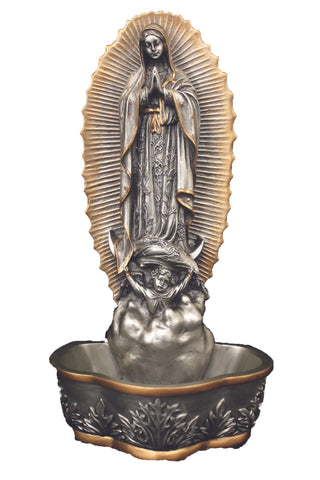 Standing/Hanging Guadalupe Font in Pewter Style 7.5"