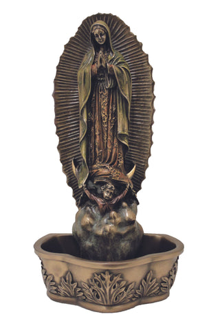 Standing/Hanging Guadalupe Font in Cold Cast Bronze 7.5"