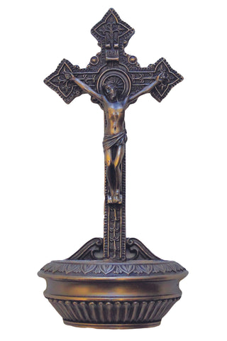 Standing/Hanging Crucifixion Font in Cold Cast Bronze 9"