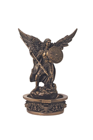 Standing/Hanging Archangel Raphael Font in Cold Cast Bronze 7.25"