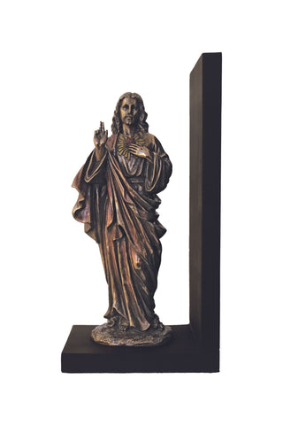 Sacred Heart of Jesus Bookend in Cold Cast Bronze 9"