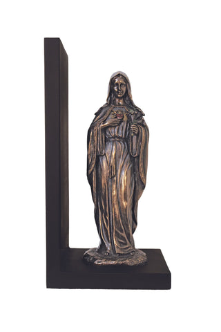 Immaculate Heart of Mary Bookend in Cold Cast Bronze 9"