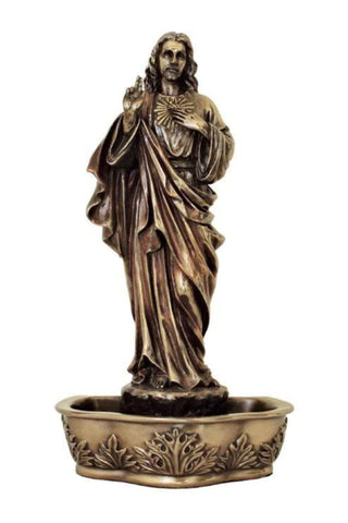 Standing/Hanging Sacred Heart of Jesus Font in Cold Cast Bronze 9"