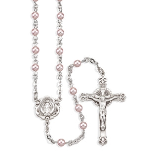 Pink Finest Austrian Crystal Pearl Rosary Sale